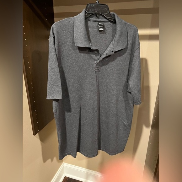 Hanes Other - Hanes Gray Polo Shirt Soft Knit Short Sleeves